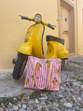 Lemon and stripe tote bag