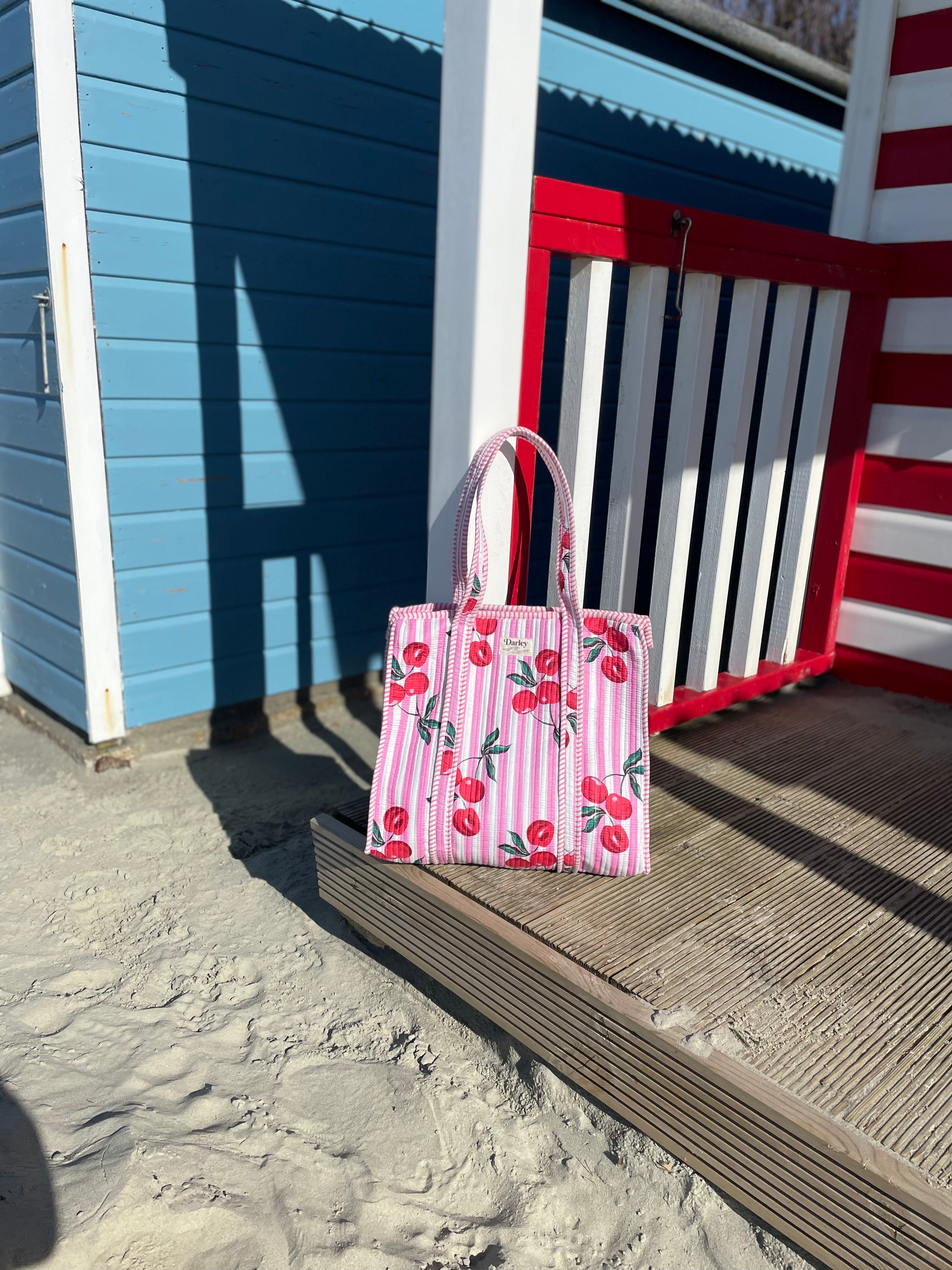 Large Cherry Zipped Tote Bag