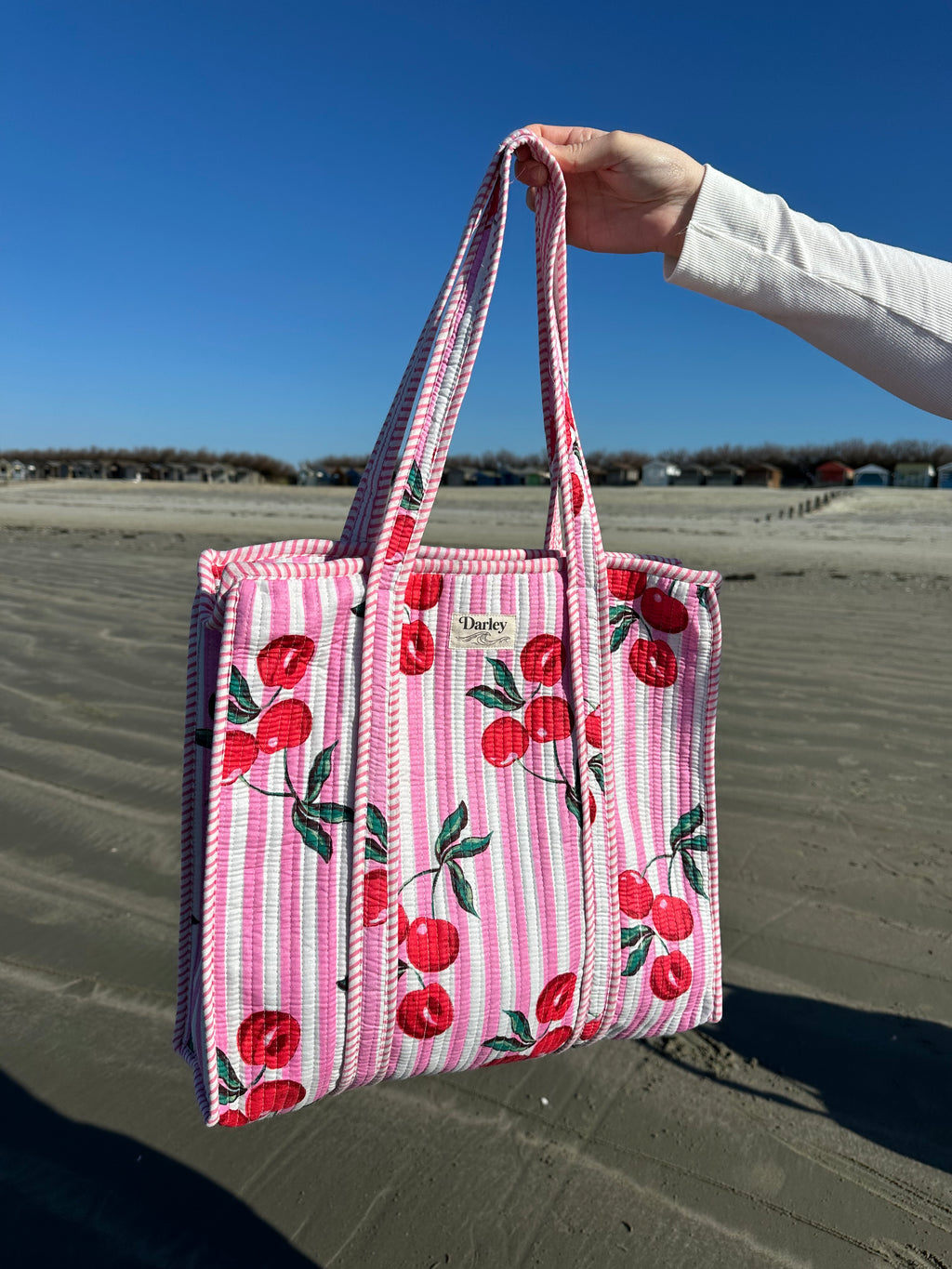 Large Cherry Zipped Tote Bag