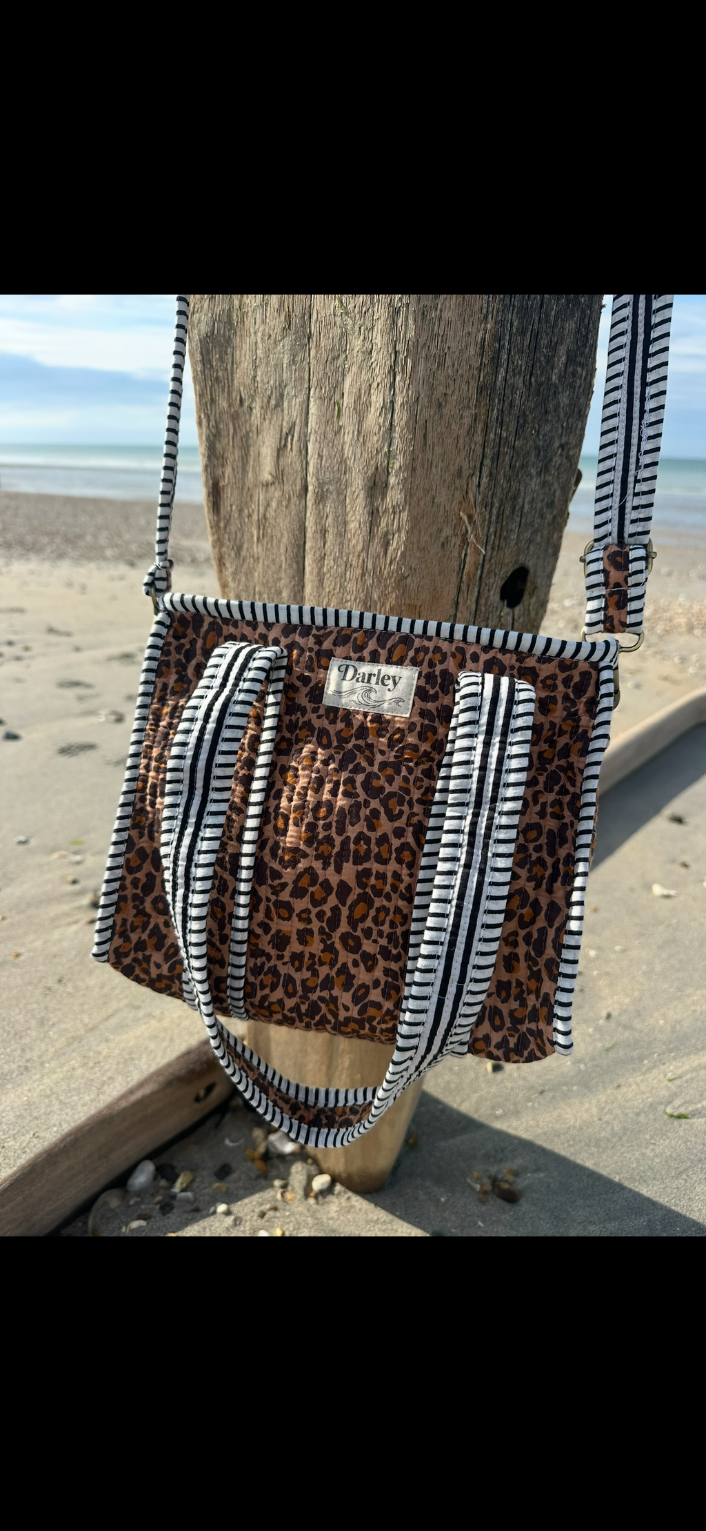 Mini leopard print tote bag
