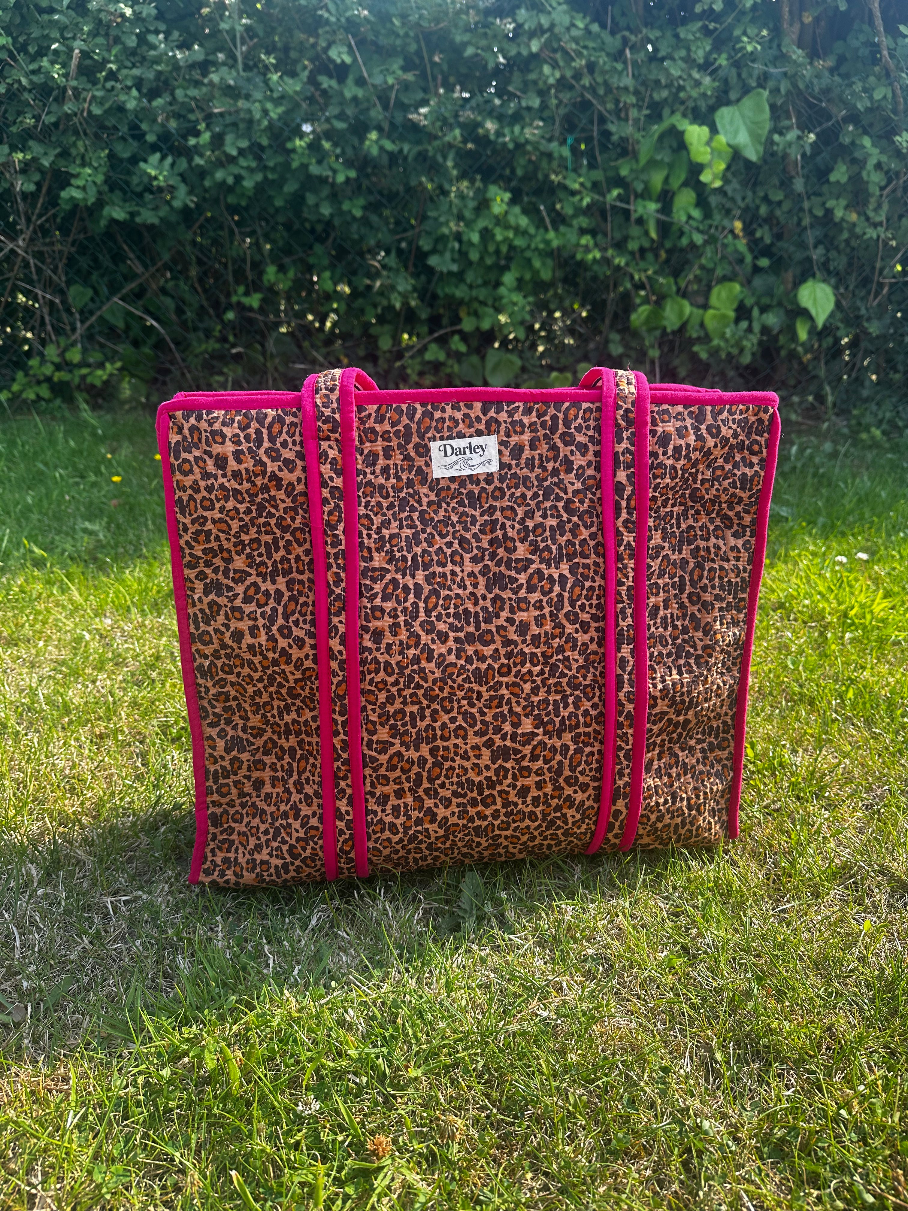 Leopard With Pink Piping Tote Bag
