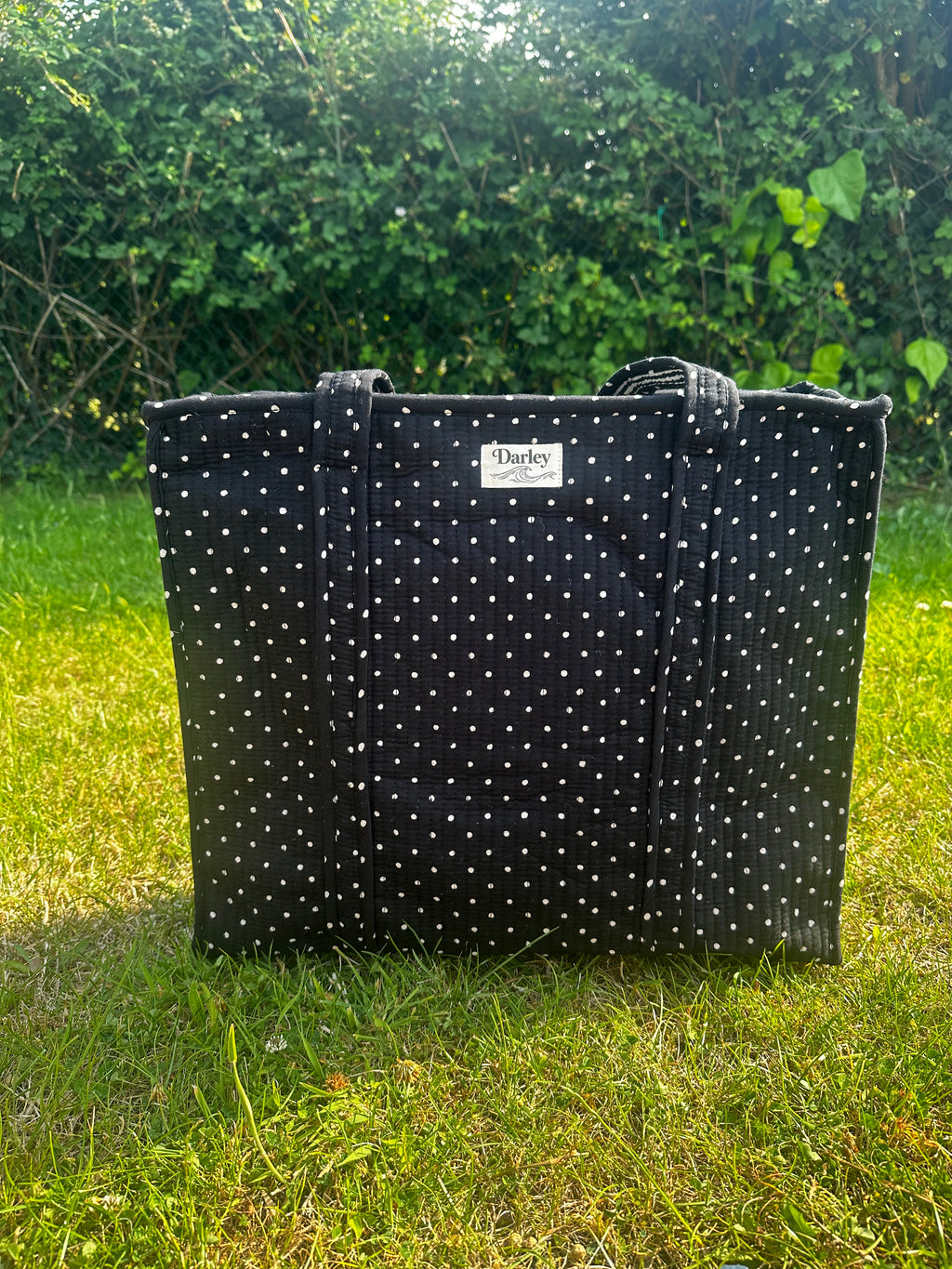Polka Dot Zipped Tote Bag