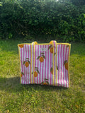 Lemon and stripe tote bag