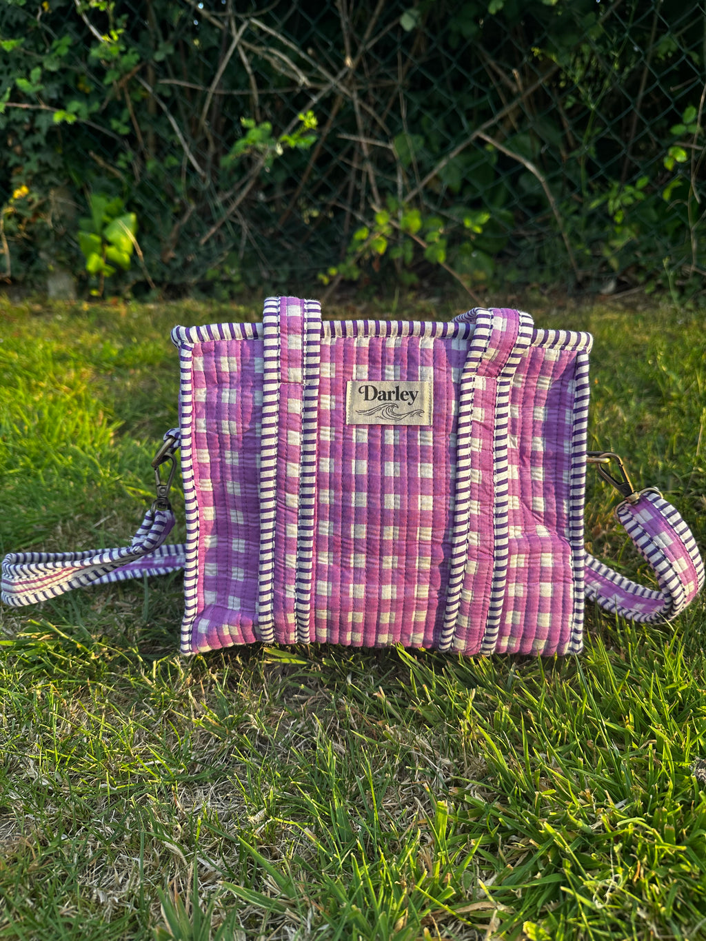 Purple Gingham Mini Tote Bag