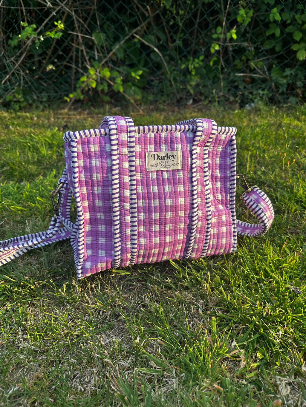 Purple Gingham Mini Tote Bag