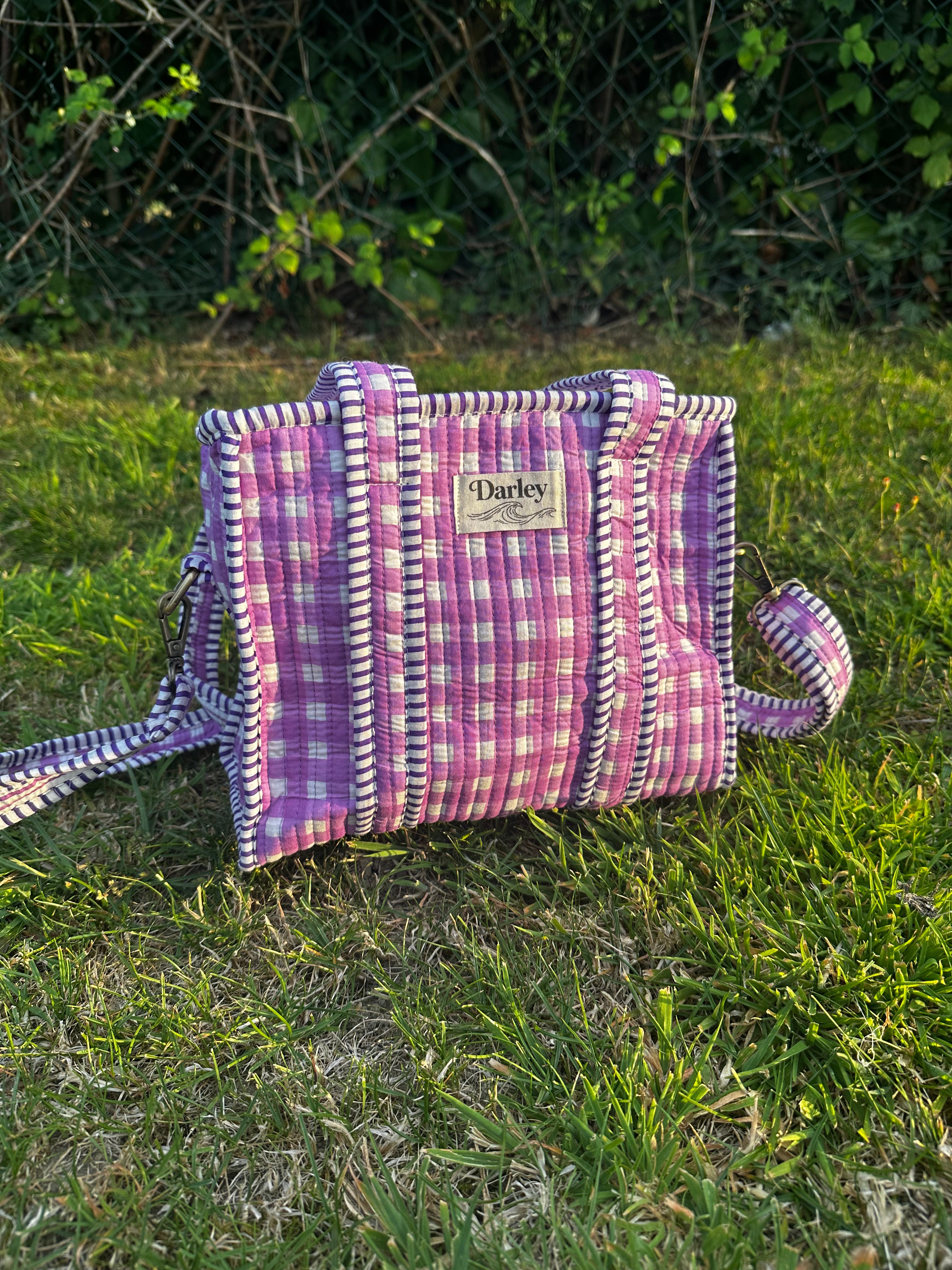 Purple Gingham Mini Tote Bag