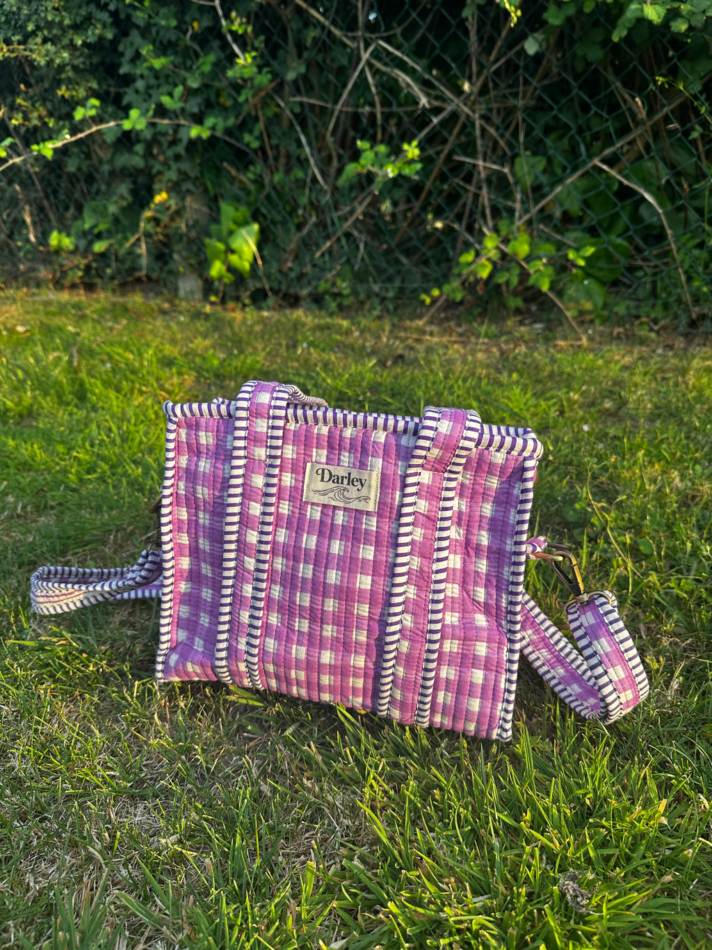 Purple Gingham Mini Tote Bag