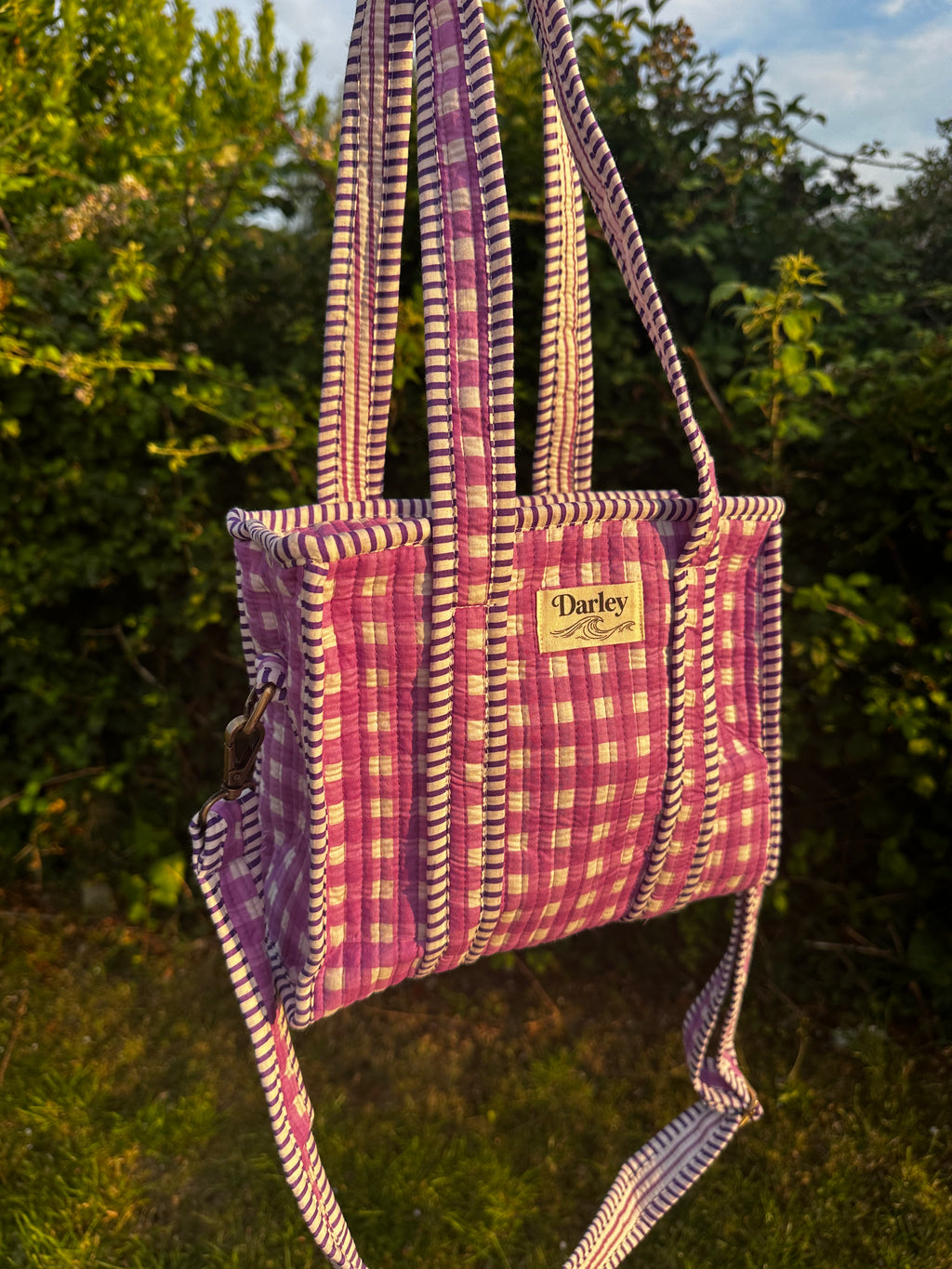 Purple Gingham Mini Tote Bag
