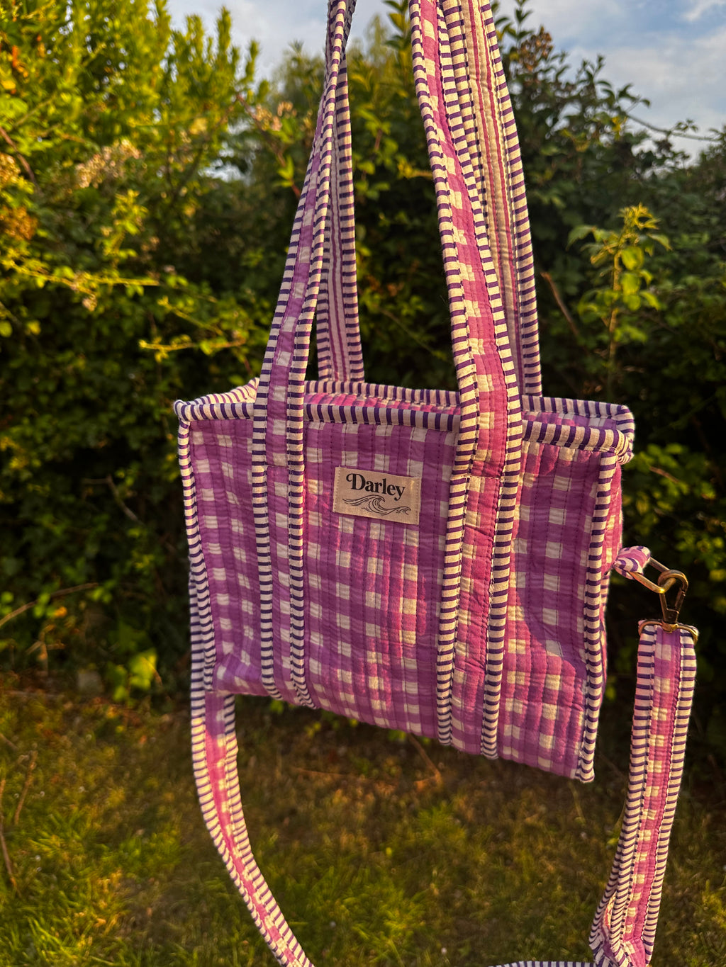 Purple Gingham Mini Tote Bag