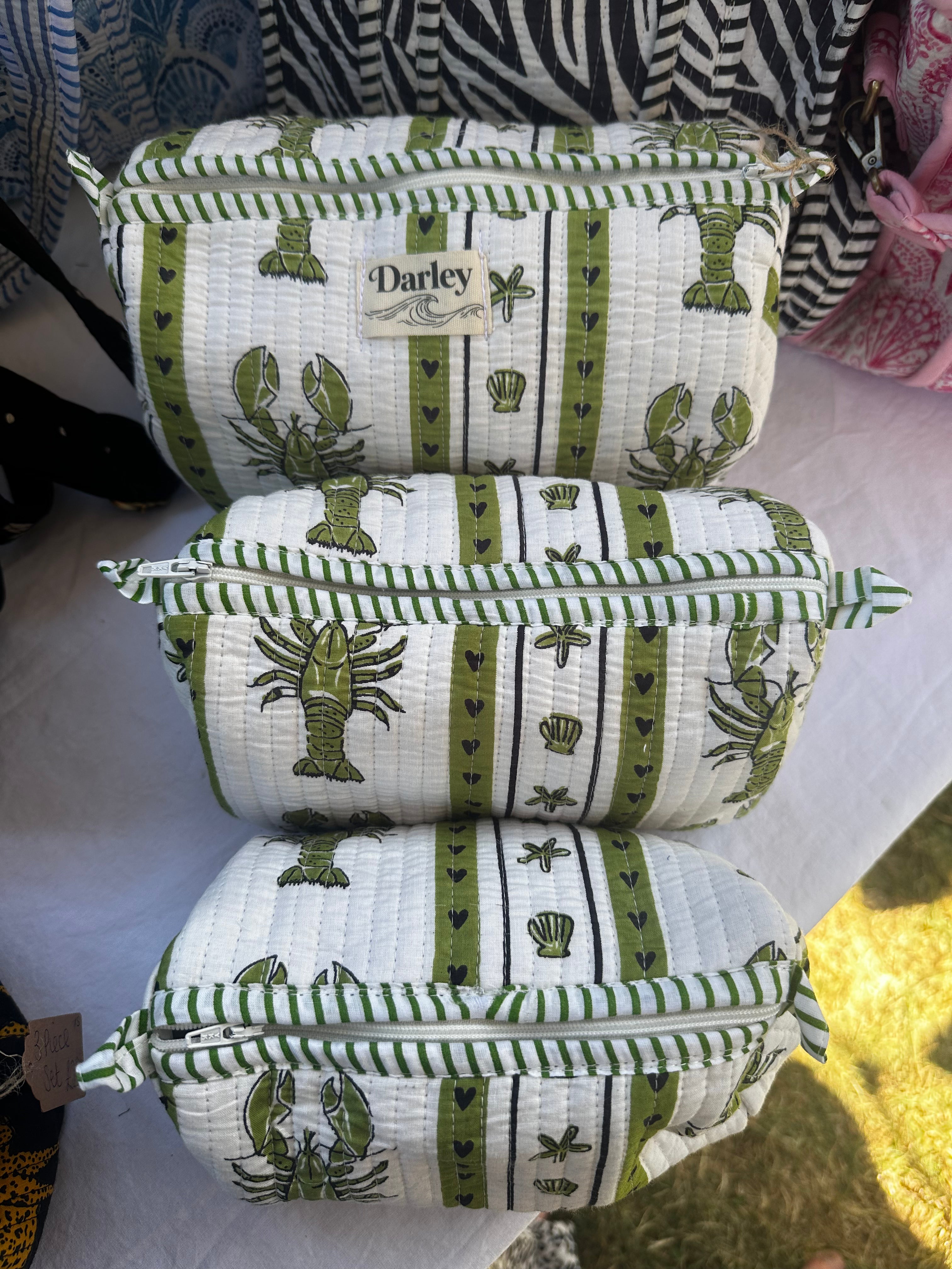 Green and White Lobster 3 Piece Set