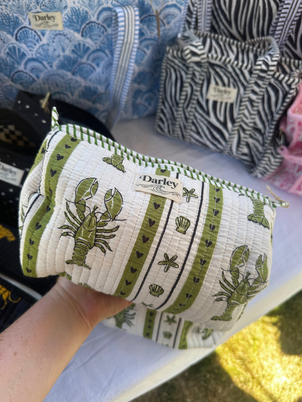 Green and White Lobster 3 Piece Set