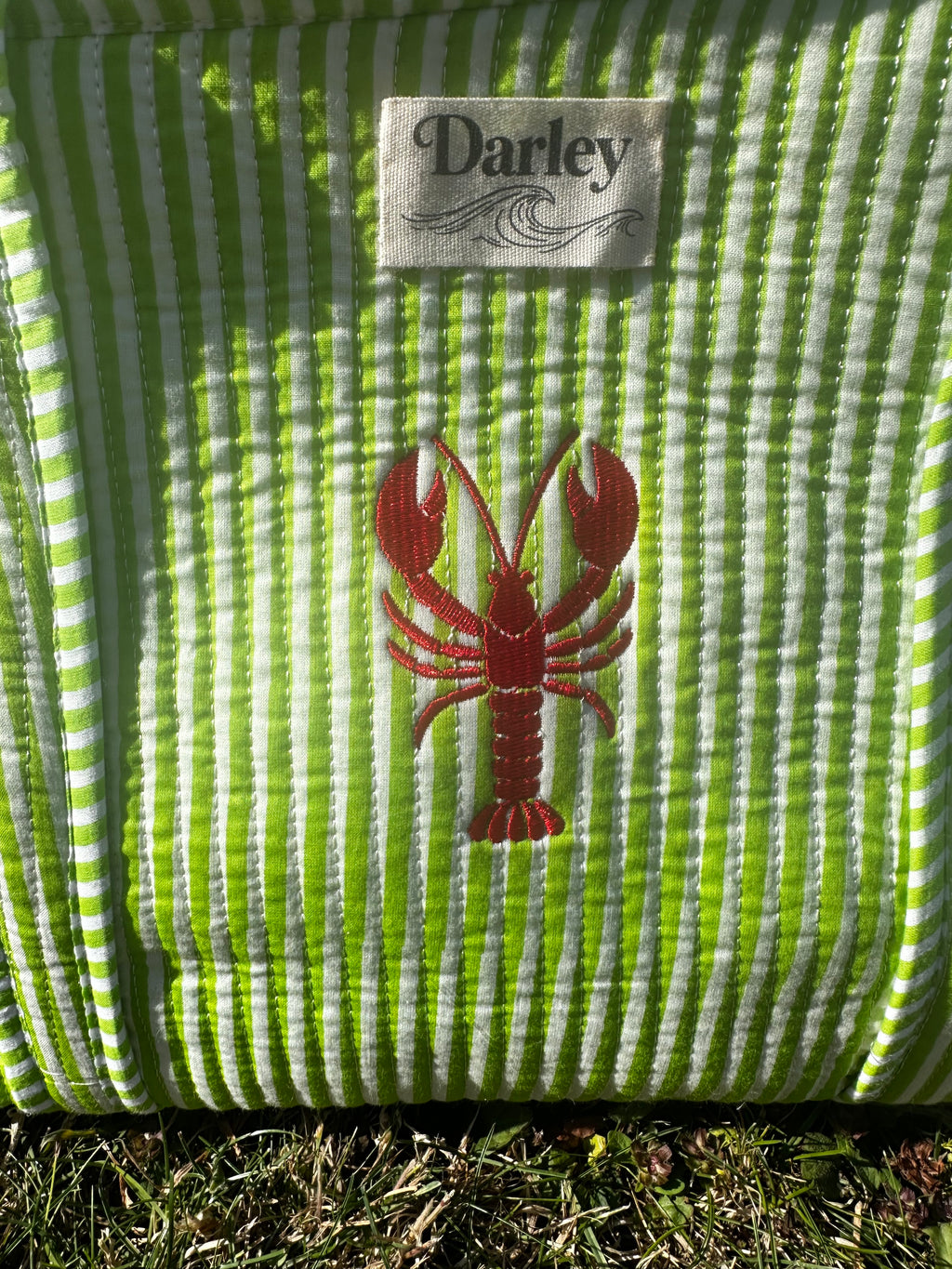 Embroidered Lobster Midi Tote Bag