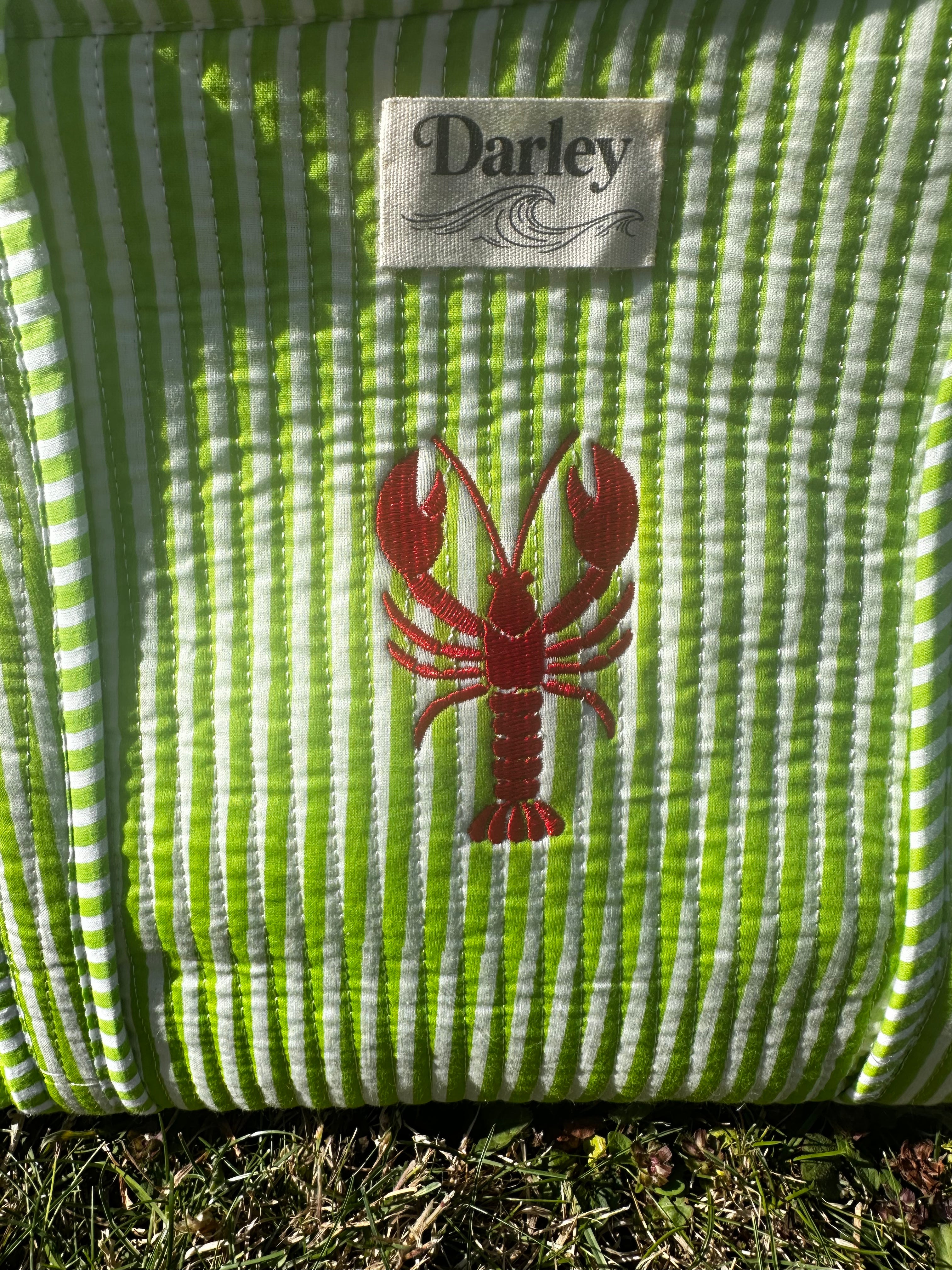 Embroidered Lobster Midi Tote Bag