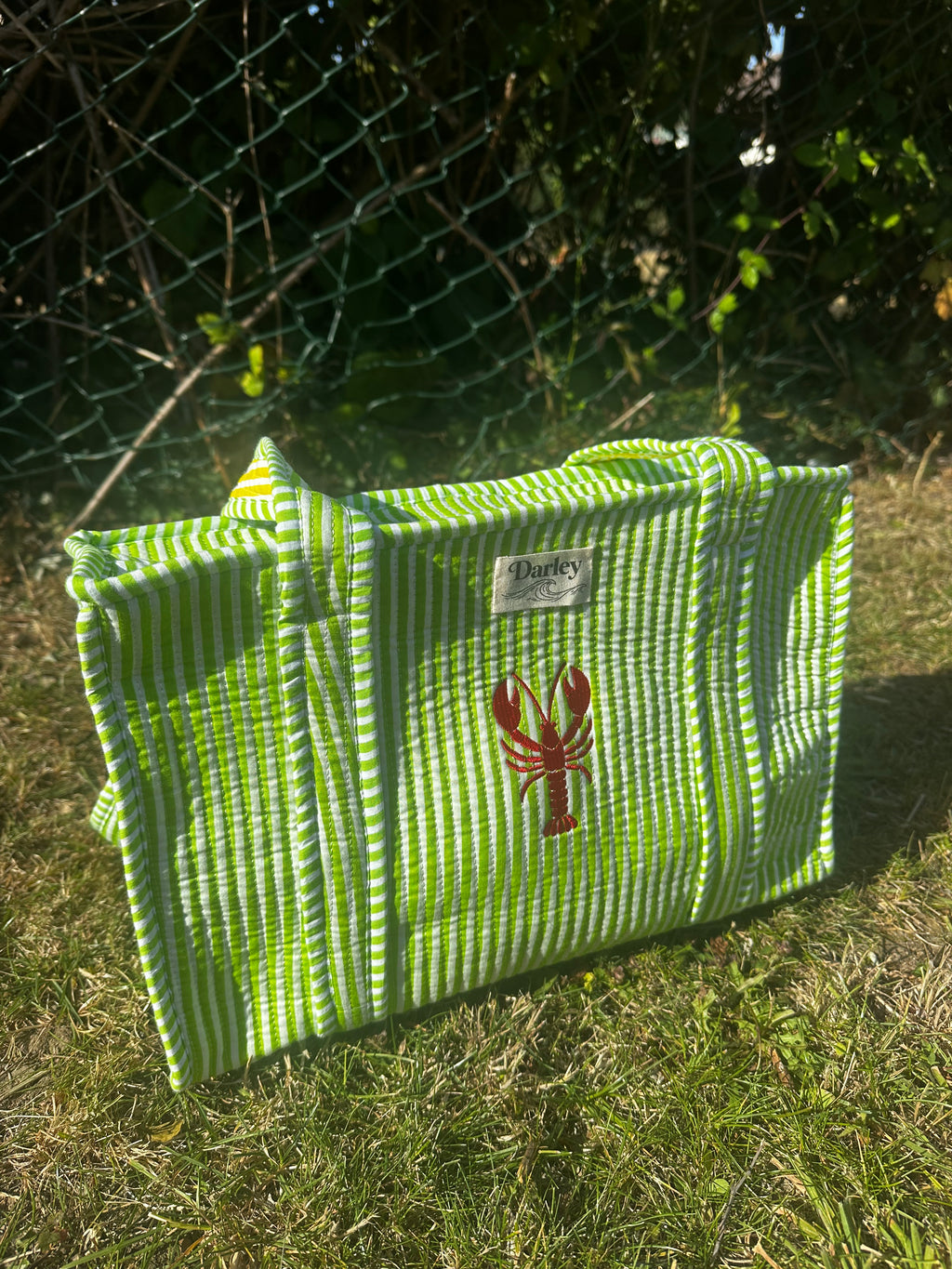 Embroidered Lobster Midi Tote Bag