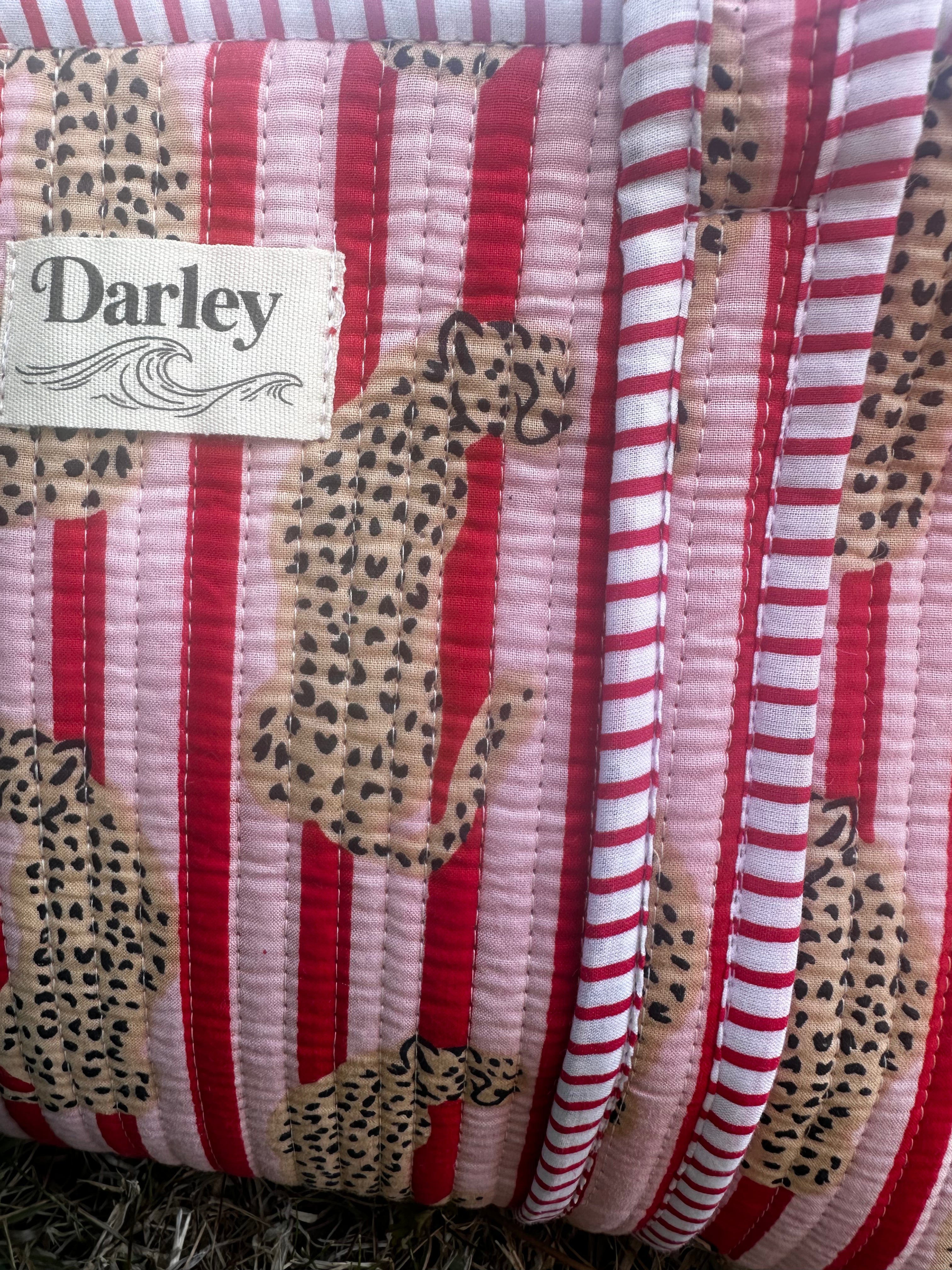Striped Midi Tote Bag With Leopard