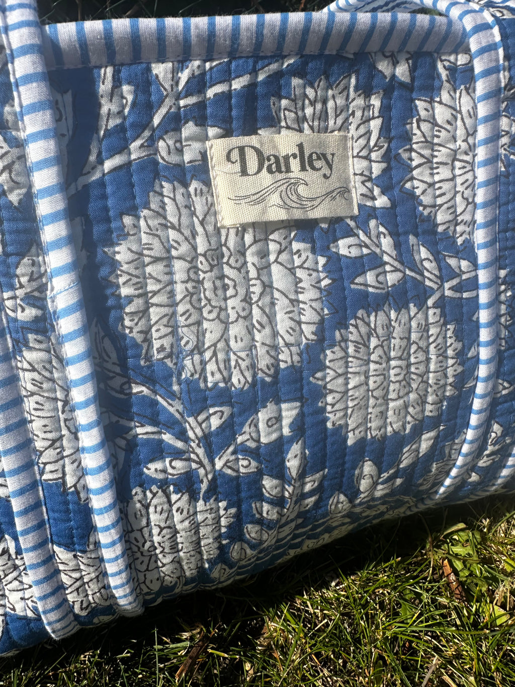 Blue Floral Midi Tote Bag