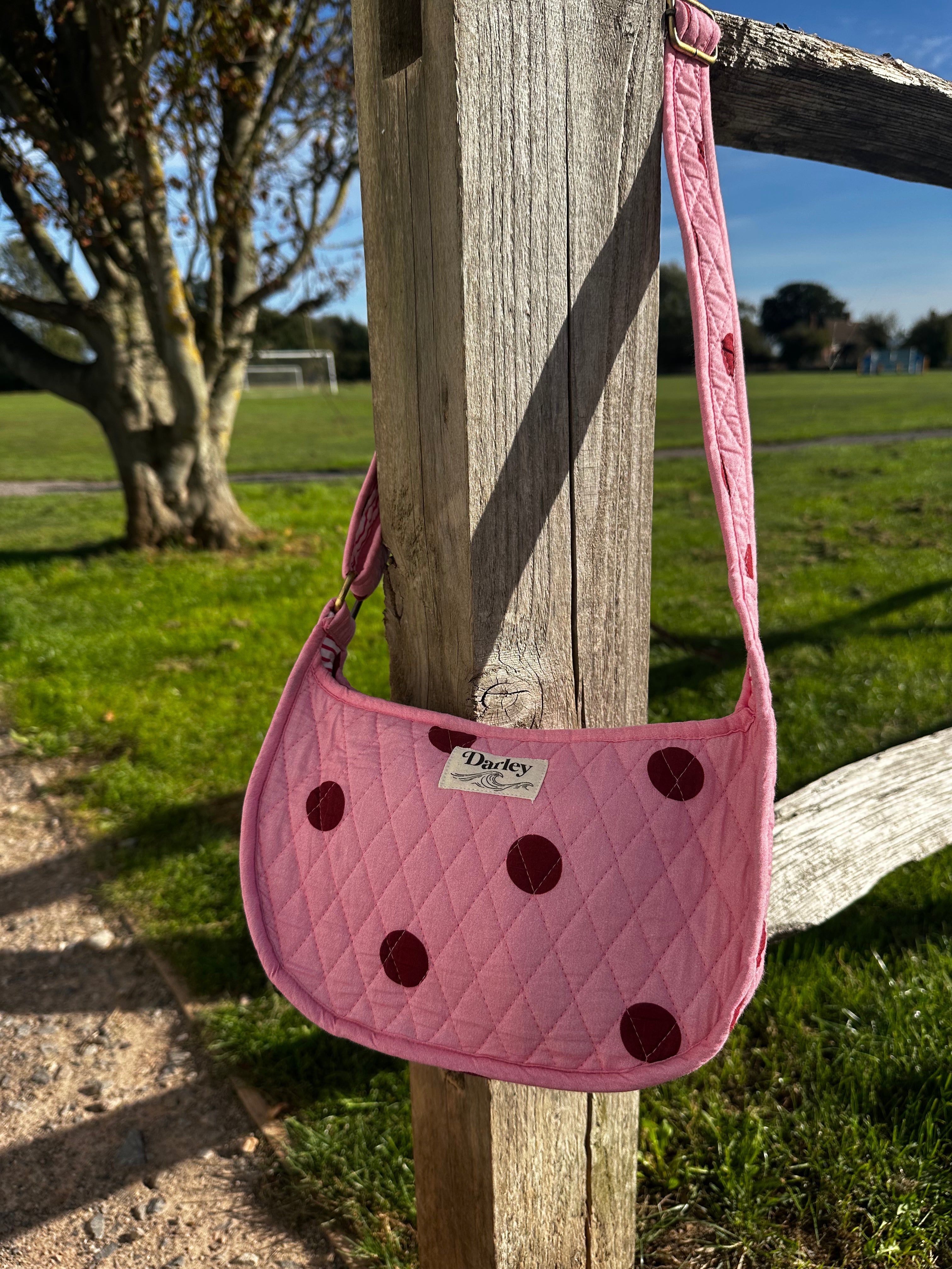 Pink with Burgundy Spots Side Bag