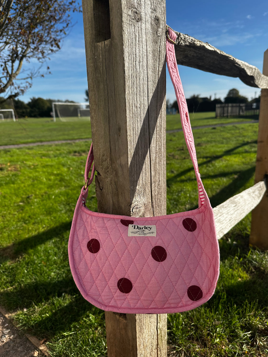 Pink with Burgundy Spots Side Bag