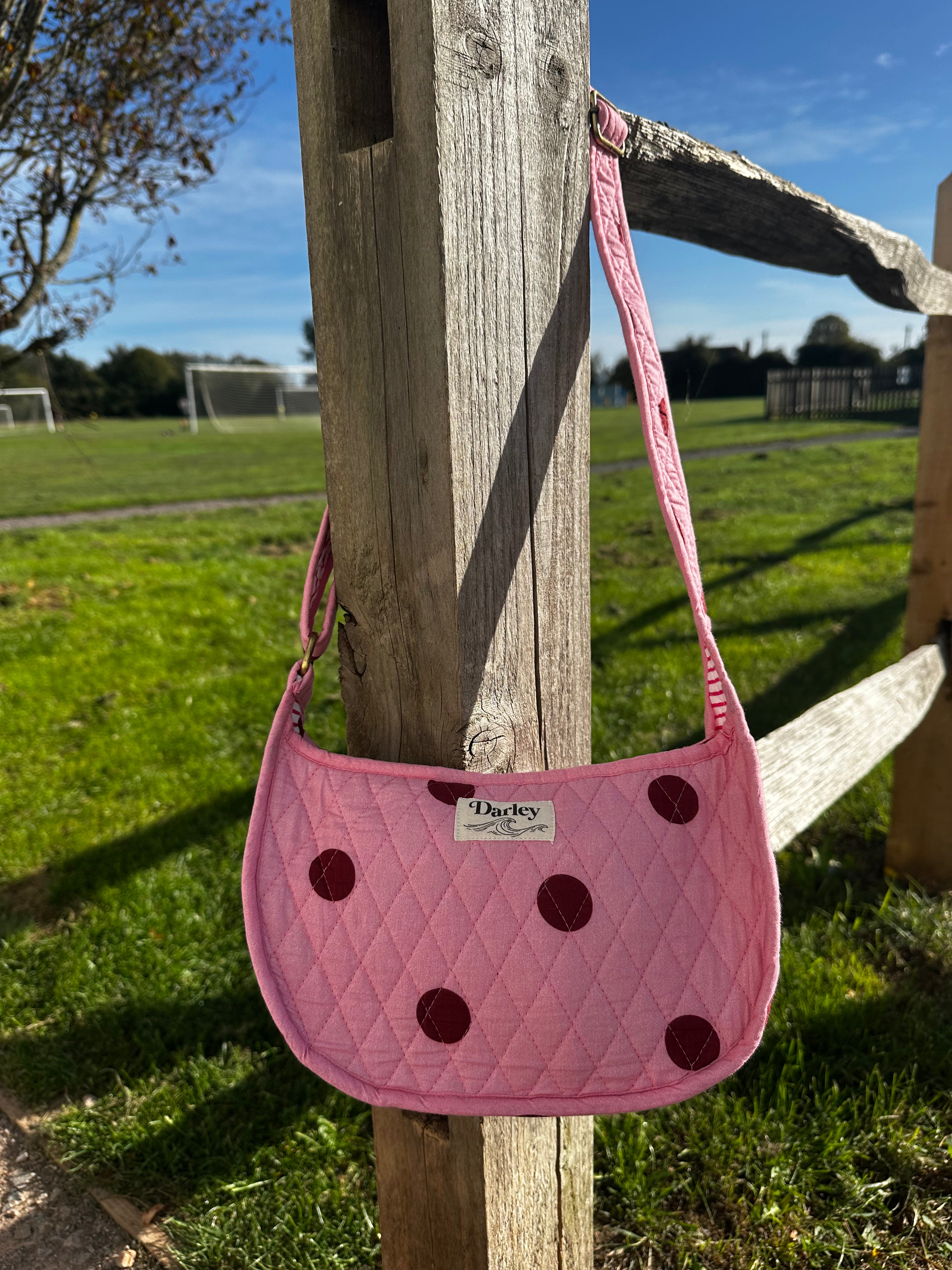 Pink with Burgundy Spots Side Bag