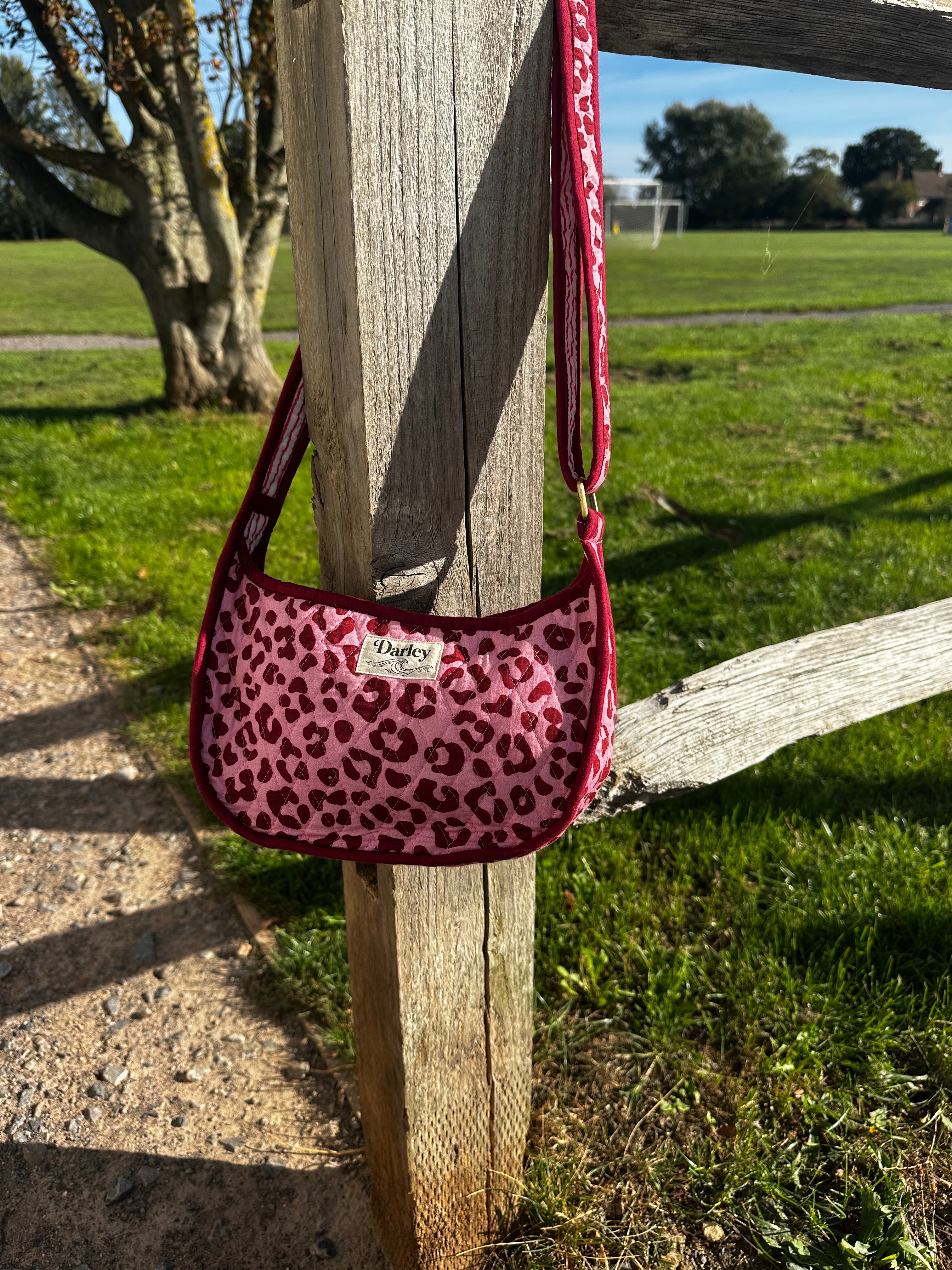Pink and Burgundy Leopard Print Side Bag