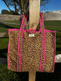 Leopard With Pink Piping Tote Bag