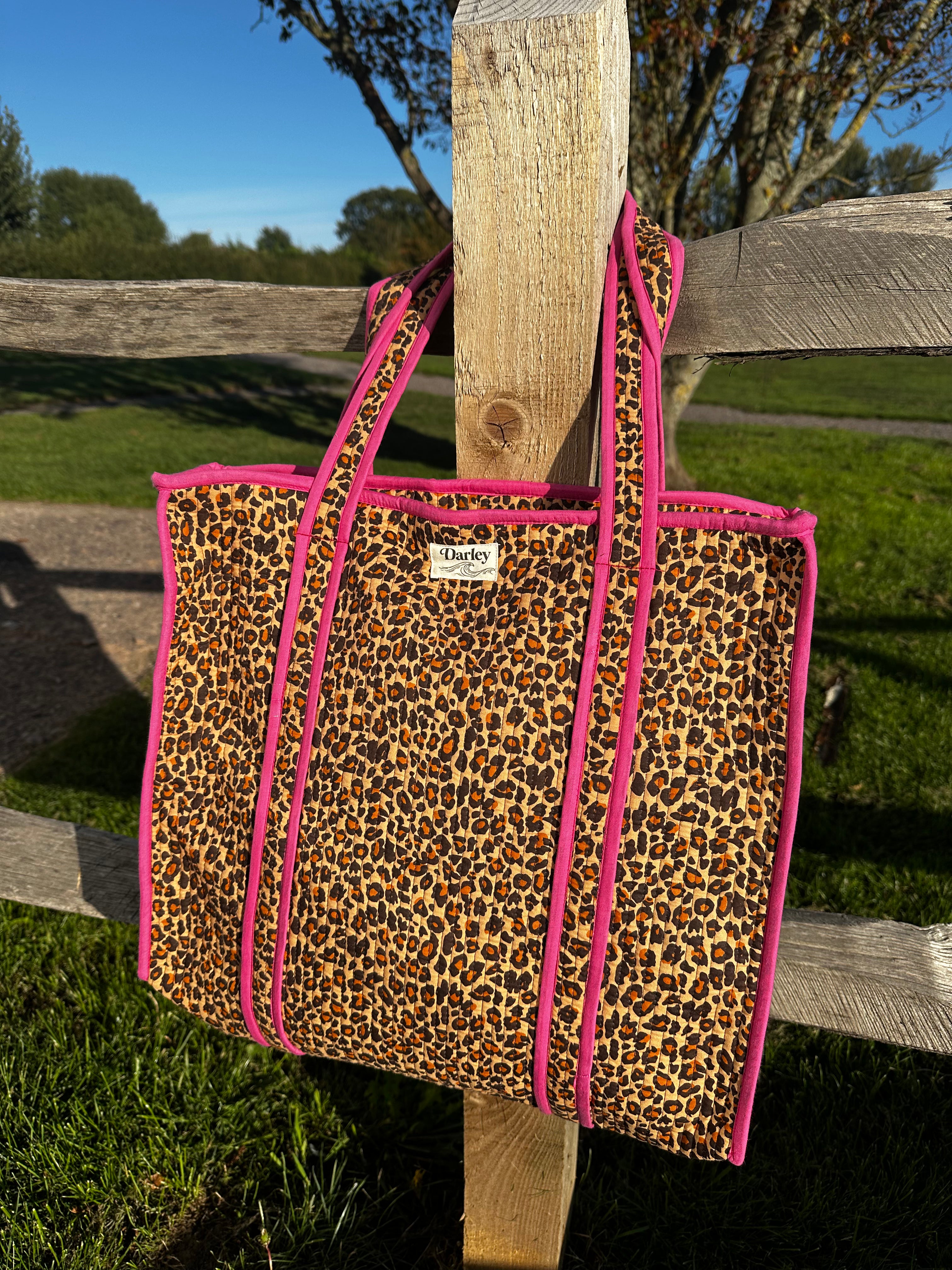Leopard With Pink Piping Tote Bag
