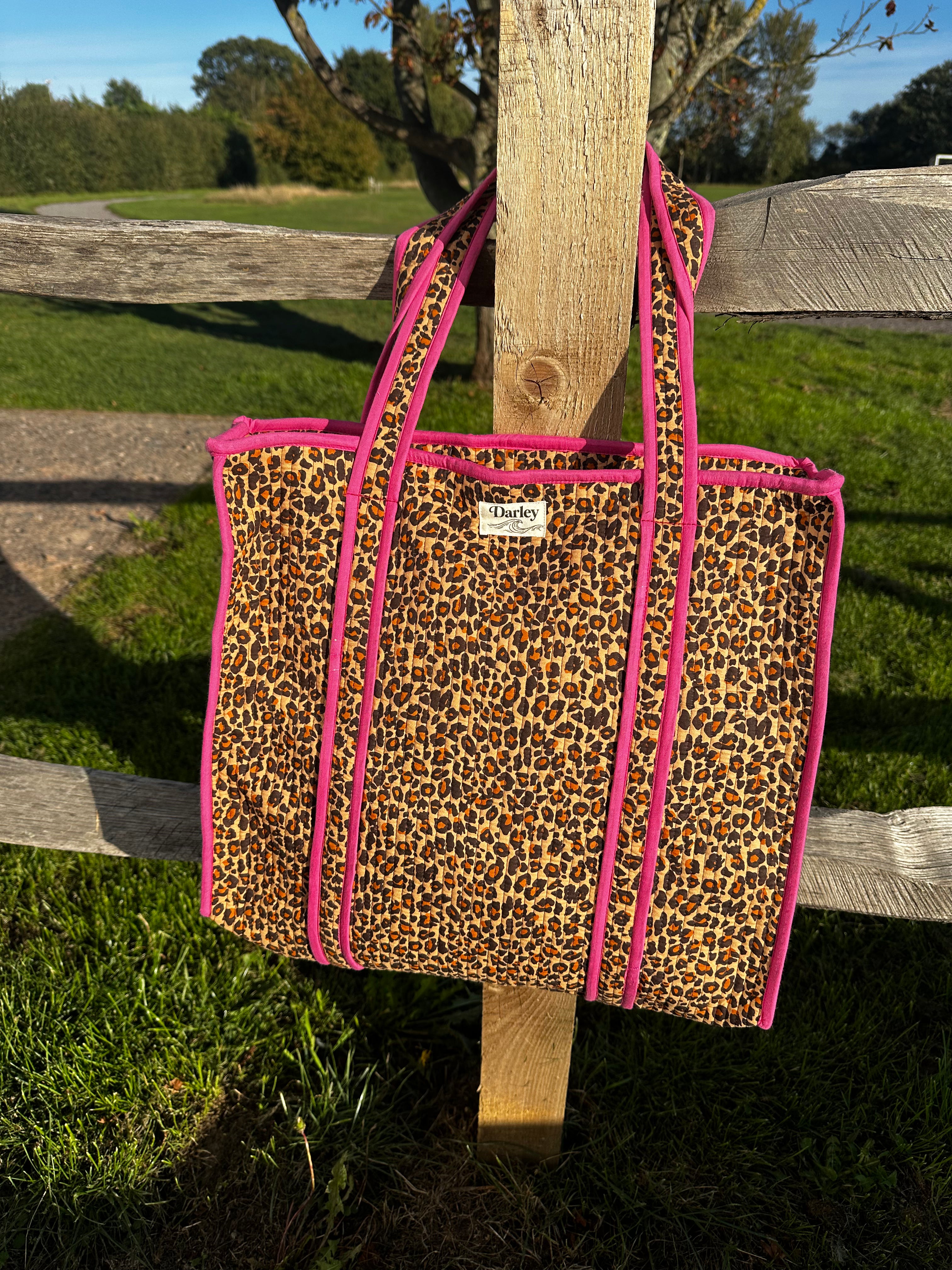 Leopard With Pink Piping Tote Bag