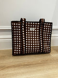 Midi Brown Gingham Zipped Tote
