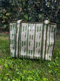 Midi Green Striped with Leopard Zipped Tote Bag