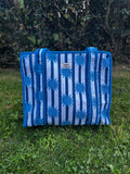Midi Blue Stripe and Sun Zipped Tote Bag