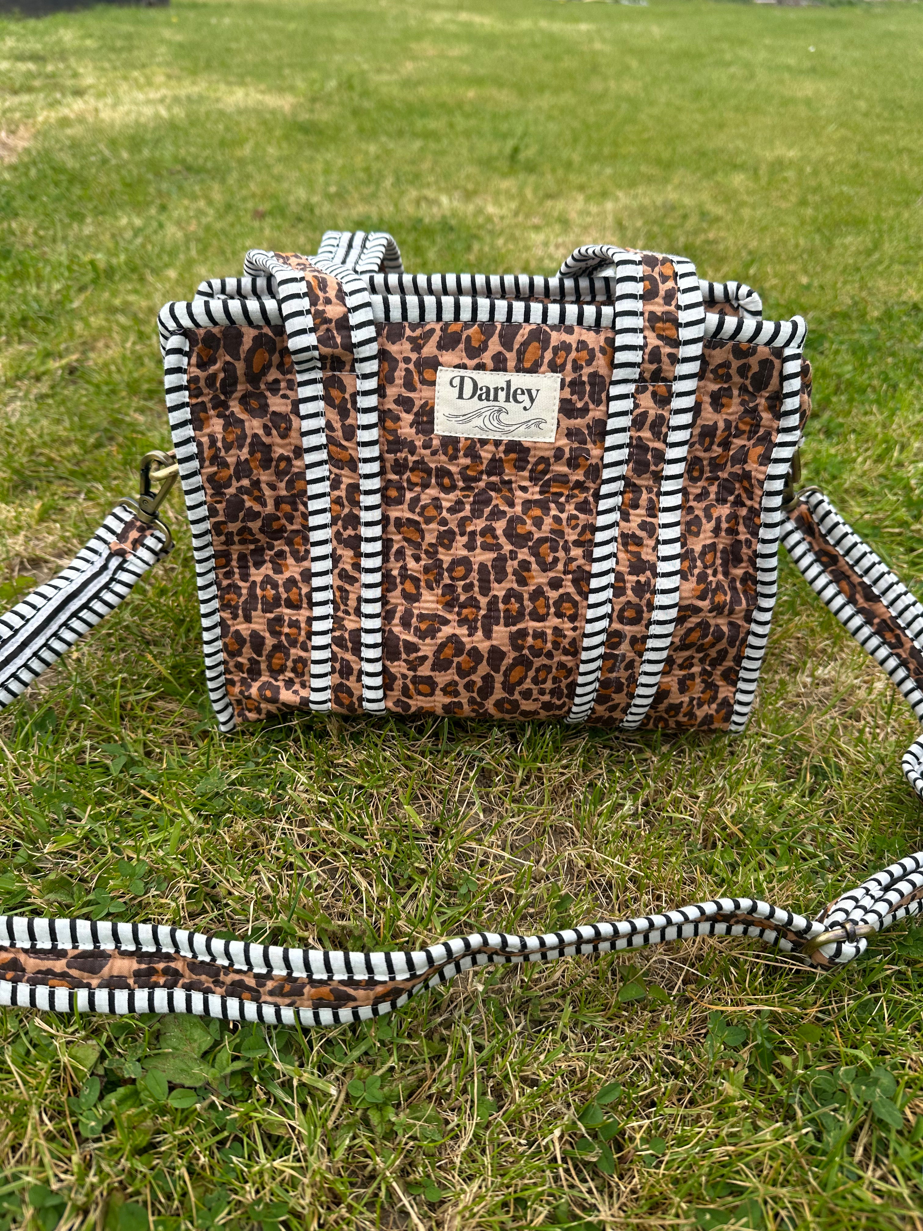 Mini leopard print tote bag
