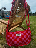 Pink and Red Checked Side Bag