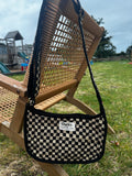 Checkered black and cream side bag