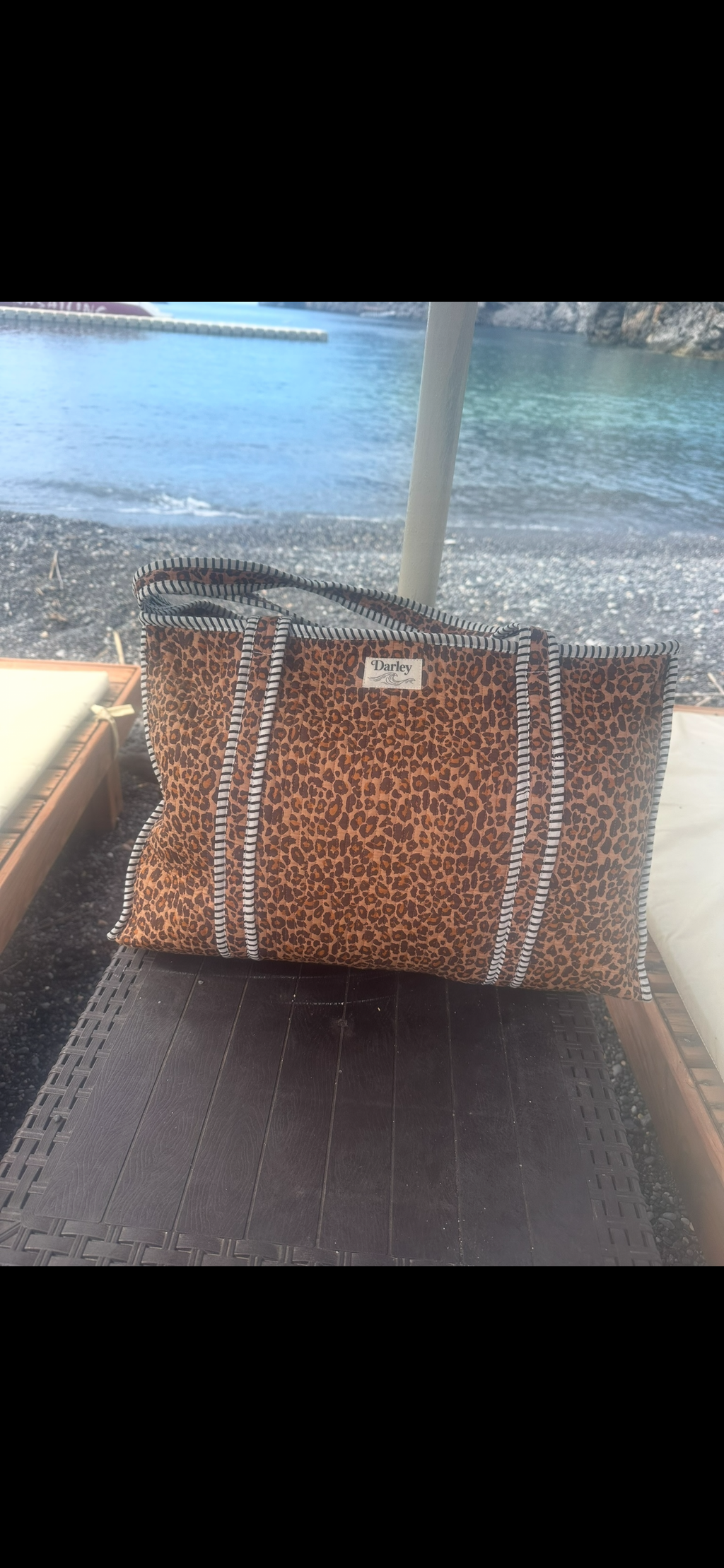 Large Leopard Print Zipped Tote Bag