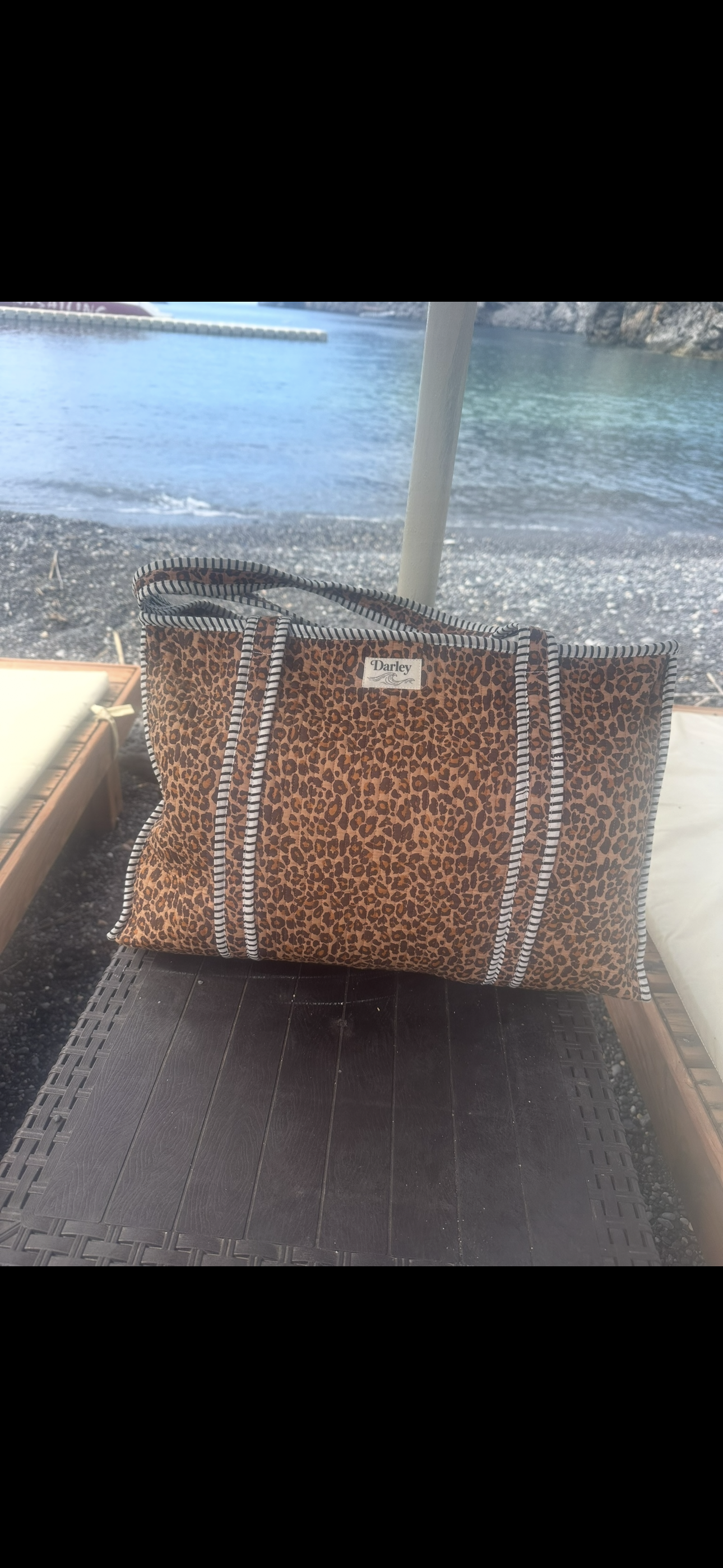 Large Leopard Print Zipped Tote Bag