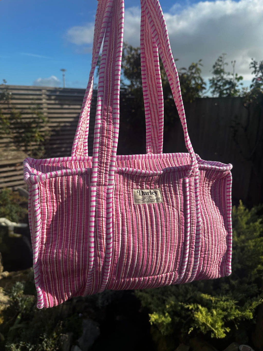 Pink Midi Embroidered Lobster Zipped Tote Bag