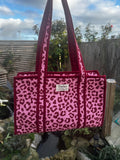 Midi Pink leopard print zipped tote bag
