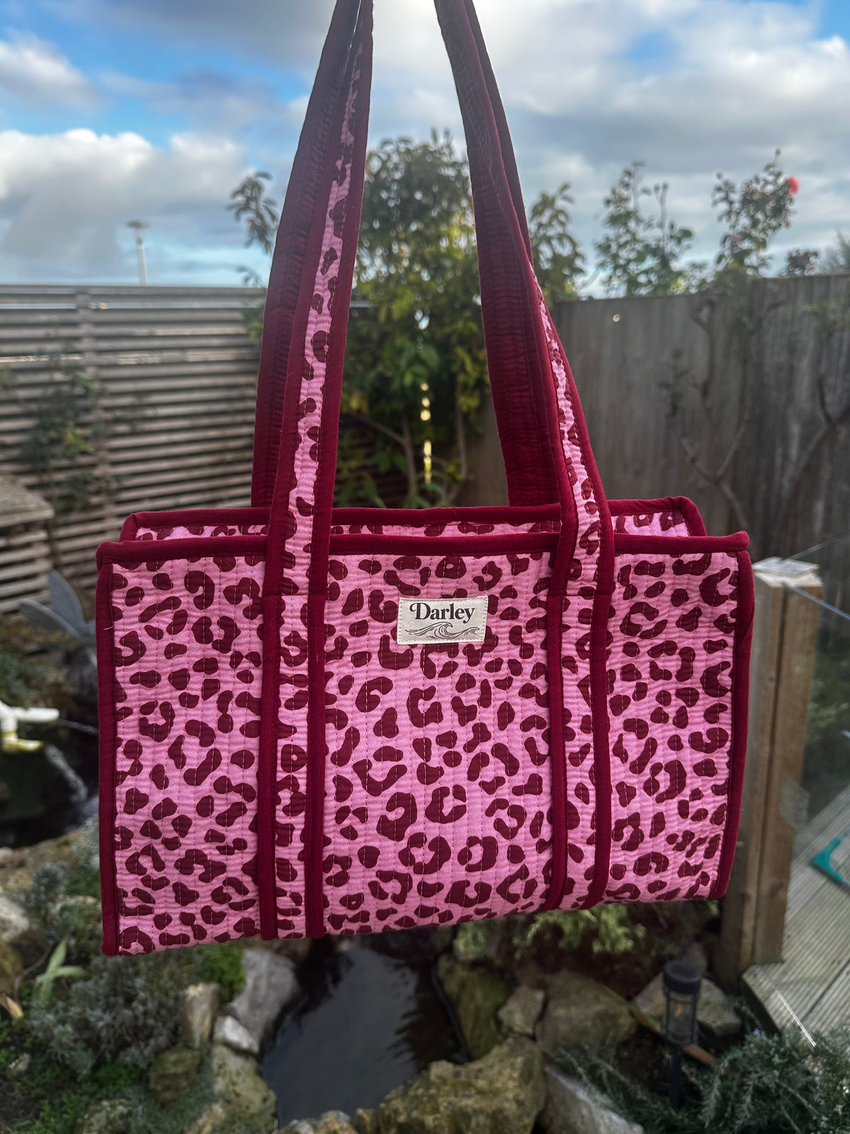 Midi Pink leopard print zipped tote bag