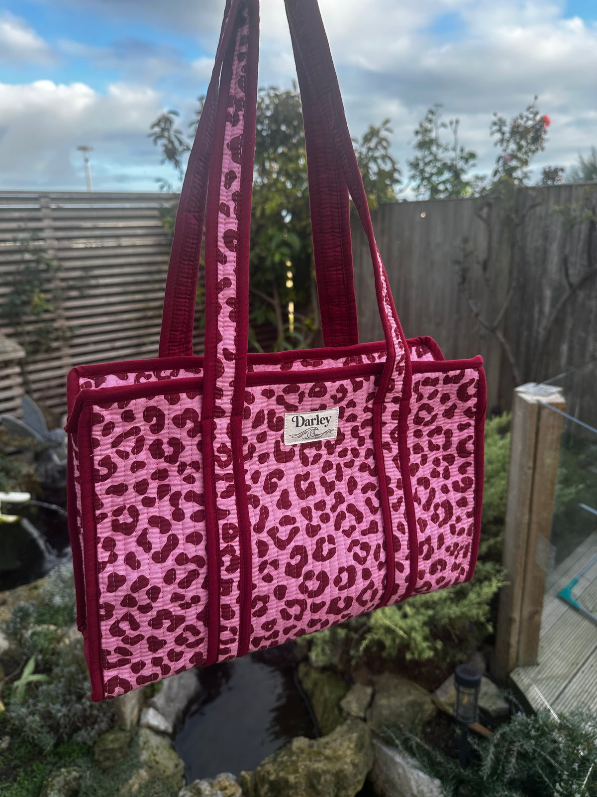 Midi Pink leopard print zipped tote bag