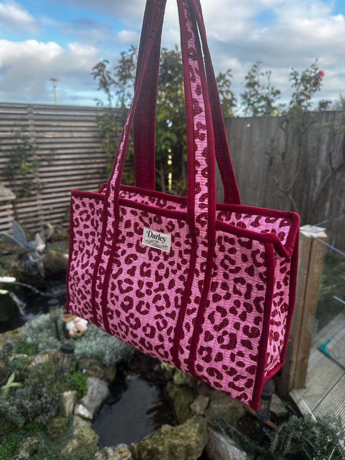 Midi Pink leopard print zipped tote bag