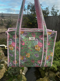 Midi Sage with Floral Zipped Tote Bag